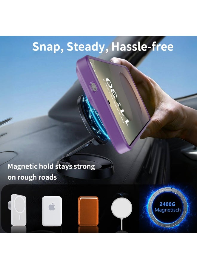 مناسب لحافظات Samsung S26 Ultra MagSafe، أغطية واقية مغناطيسية مع حوامل مخفية، حافظات هواتف مقاومة للصدمات، حافظة واقية عسكرية رفيعة ذات ظهر غير لامع لـ Galaxy S26 Ultra 5G (شفافة أرجوانية داكنة) - Image 5